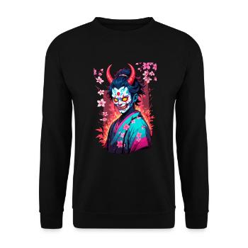 Oni Samurai Vaporwave Esthétique Culture japonaise - Sweat-shirt Unisexe - noir - Devant - Alina (178cm) & Michal (187cm)