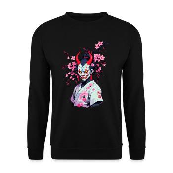 Oni Samurai Vaporwave Esthétique Culture japonaise - Sweat-shirt Unisexe - noir - Devant - Alina (178cm) & Michal (187cm)
