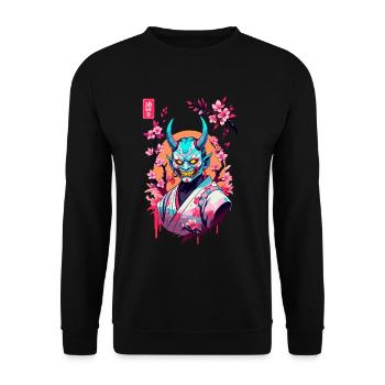 Oni Samouraï Vaporwave Esthétique Japon Culture - Sweat-shirt Unisexe - noir - Devant - Alina (178cm) & Michal (187cm)
