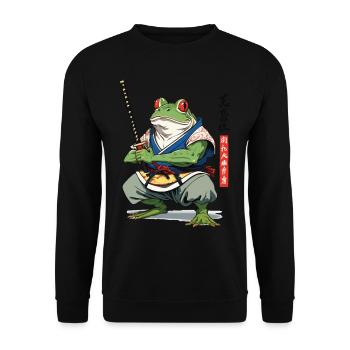 Samouraï Grenouille Vintage Style Ukiyo-e Style Japon - Sweat-shirt Unisexe - noir - Devant - Alina (178cm) & Michal (187cm)