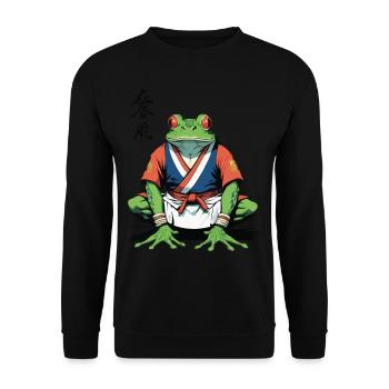 Grenouille samouraï et design vintage de style Ukiyo-e - Sweat-shirt Unisexe - noir - Devant - Alina (178cm) & Michal (187cm)