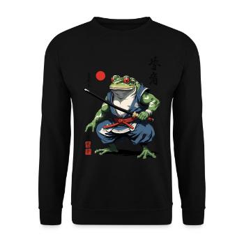 Samurai Frog Vintage Ukiyo-e Style Artwork - Unisex Sweatshirt - black - Front - Alina (178cm) & Michal (187cm)