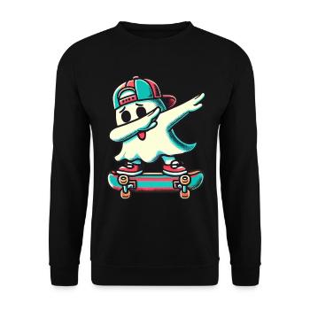 Planche à roulettes Dab Ghost Drôle Halloween - Sweat-shirt Unisexe - noir - Devant - Alina (178cm) & Michal (187cm)