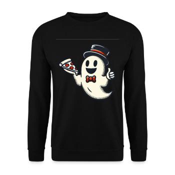 Last Minute Costume Pizza Delivery Ghost - Unisex Sweatshirt - black - Front - Alina (178cm) & Michal (187cm)