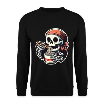 Skelett Ramen Nudeln für Gruselfilme Japanisches - Unisex Pullover - Schwarz - Vorne - Alina (178cm) & Michal (187cm)