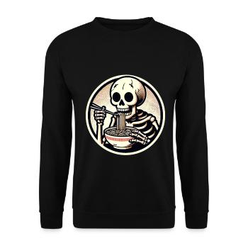 Skeleton Ramen Noodles for Scary Movies Japanese - Unisex Sweatshirt - black - Front - Alina (178cm) & Michal (187cm)