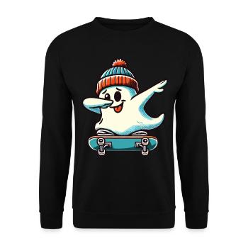 Skateboaring Dabbing Ghost Skateboard Dab - Unisex Sweatshirt - black - Front - Alina (178cm) & Michal (187cm)