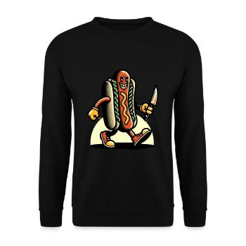 Psycho Hotdog für Gruselfilme Leckeres Halloween - Unisex Pullover - Schwarz - Vorne - Alina (178cm) & Michal (187cm)