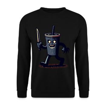 Scary Psycho Drinking Cup Drinks - Unisex Sweatshirt - black - Front - Alina (178cm) & Michal (187cm)