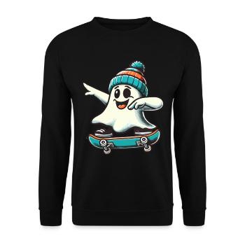 Skateboaring Dabbing Ghost Skateboard Dab - Unisex Sweatshirt - black - Front - Alina (178cm) & Michal (187cm)
