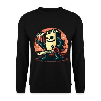 Scary Psycho Popcorn for scary movies - Unisex Sweatshirt - black - Front - Alina (178cm) & Michal (187cm)