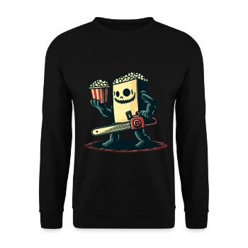 Scary Psycho Popcorn for scary movies - Unisex Sweatshirt - black - Front - Alina (178cm) & Michal (187cm)