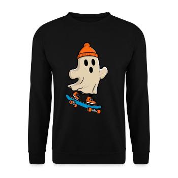 Skateboarding Gespenstische Party Skateboarder - Unisex Pullover - Schwarz - Vorne - Alina (178cm) & Michal (187cm)