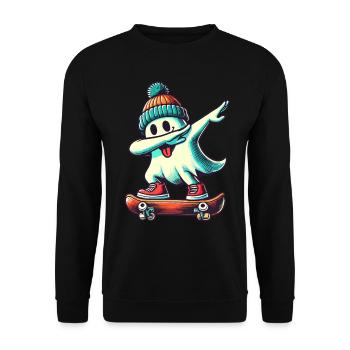Skateboard Dab Ghost Funny Halloween Streetwear - Unisex Sweatshirt - black - Front - Alina (178cm) & Michal (187cm)