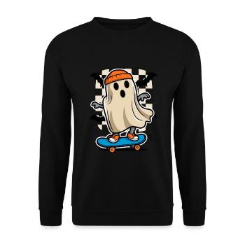 Skateboarding Skateboarder Ghost Halloween - Unisex Sweatshirt - black - Front - Alina (178cm) & Michal (187cm)