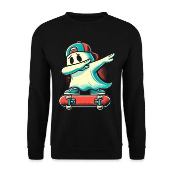Skateboaring Dabbing Fantôme Drôle Halloween - Sweat-shirt Unisexe - noir - Devant - Alina (178cm) & Michal (187cm)