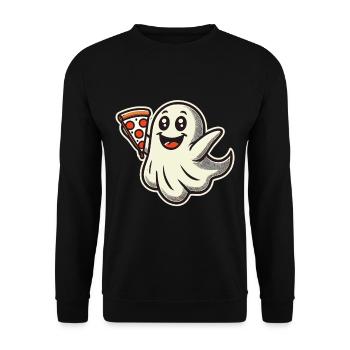 Pizza Delivery Ghost Funny Halloween Pizza - Unisex Sweatshirt - black - Front - Alina (178cm) & Michal (187cm)