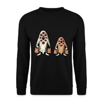 Gespenstische Party Trick Or Treat - Unisex Pullover - Schwarz - Vorne - Alina (178cm) & Michal (187cm)