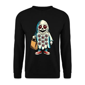 Gespenstische Party Trick Or Treat Streetwear - Unisex Pullover - Schwarz - Vorne - Alina (178cm) & Michal (187cm)