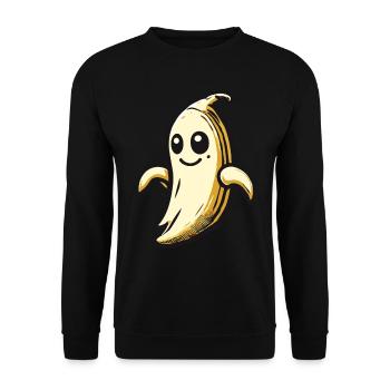 Funny Ghosts Banana Boonana Halloween - Unisex Sweatshirt - black - Front - Alina (178cm) & Michal (187cm)