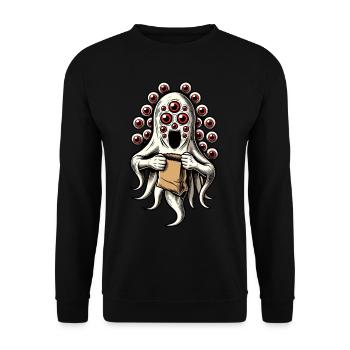 Gespenstische Party Lustiges Halloween Streetwear - Unisex Pullover - Schwarz - Vorne - Alina (178cm) & Michal (187cm)