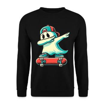 Skateboarding Dabbing Ghost Funny Halloween - Unisex Sweatshirt - black - Front - Alina (178cm) & Michal (187cm)
