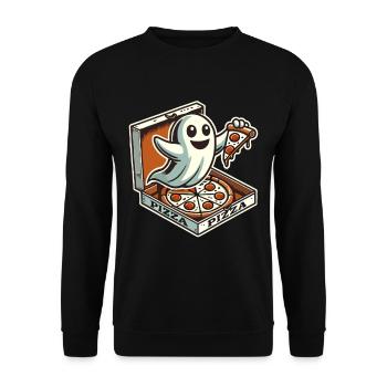 Pizza Delivery Ghost Funny Halloween Pizza - Unisex Sweatshirt - black - Front - Alina (178cm) & Michal (187cm)