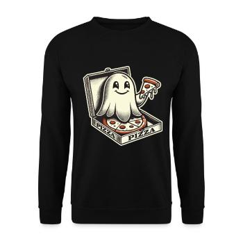 Pizza Delivery Ghost Funny Halloween Pizza - Unisex Sweatshirt - black - Front - Alina (178cm) & Michal (187cm)