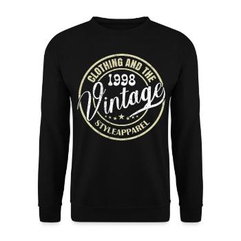Jahrgang 1998 Retro 1998 Geburtstagsgeschenk 1998 - Unisex Pullover - Schwarz - Vorne - Alina (178cm) & Michal (187cm)
