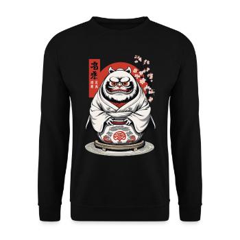 Japanese Daruma Aesthetic Yokai Vintage - Unisex Sweatshirt - black - Front - Alina (178cm) & Michal (187cm)