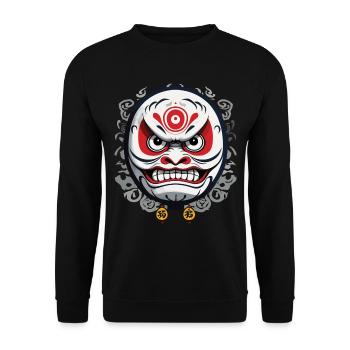 Japanese Daruma Aesthetic Vintage Design - Unisex Sweatshirt - black - Front - Alina (178cm) & Michal (187cm)