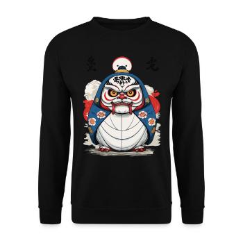 Japanese Daruma Aesthetic Yokai Design - Unisex Sweatshirt - black - Front - Alina (178cm) & Michal (187cm)