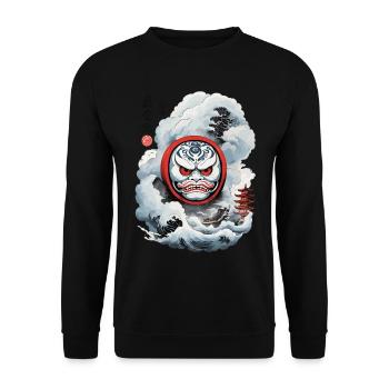 Japanese Daruma Aesthetic Yokai Streetwear - Unisex Sweatshirt - black - Front - Alina (178cm) & Michal (187cm)