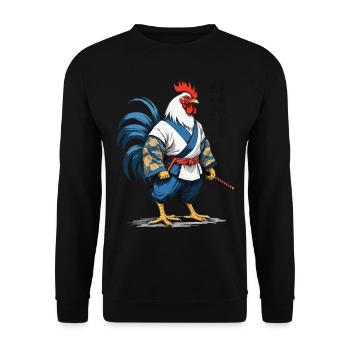 Hahn Yokai Vaporwave Aesthetic Samurai Kunst - Unisex Pullover - Schwarz - Vorne - Alina (178cm) & Michal (187cm)