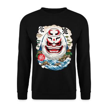 Japonais Daruma Esthétique Yokai Streetwear - Sweat-shirt Unisexe - noir - Devant - Alina (178cm) & Michal (187cm)