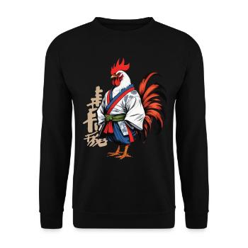 Hahn Yokai Vaporwave Aesthetic Samurai Kunst - Unisex Pullover - Schwarz - Vorne - Alina (178cm) & Michal (187cm)