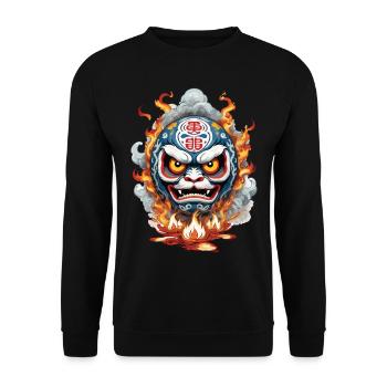 Design vintage japonais Daruma et Demon - Sweat-shirt Unisexe - noir - Devant - Alina (178cm) & Michal (187cm)