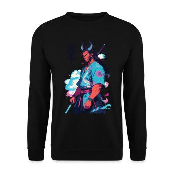 Samouraï Oni Yokai Esthétique Style Vaporwave - Sweat-shirt Unisexe - noir - Devant - Alina (178cm) & Michal (187cm)