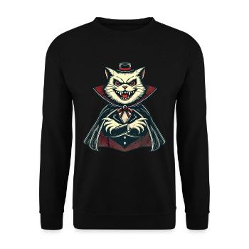 Vampire Cat Cute Halloween Cat - Unisex Sweatshirt - black - Front - Alina (178cm) & Michal (187cm)