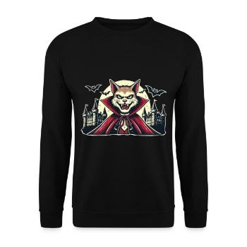 Vampire Cat Cute Halloween Cat Funny - Unisex Sweatshirt - black - Front - Alina (178cm) & Michal (187cm)