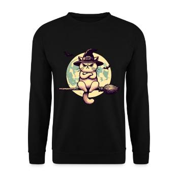 Mauvaise humeur Sorcière Chat Drôle Magicien Chat - Sweat-shirt Unisexe - noir - Devant - Alina (178cm) & Michal (187cm)
