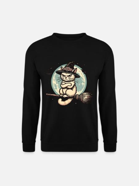 Schlecht Gelaunte Hexenkatze Lustige Magier Katze - Unisex Pullover - Schwarz