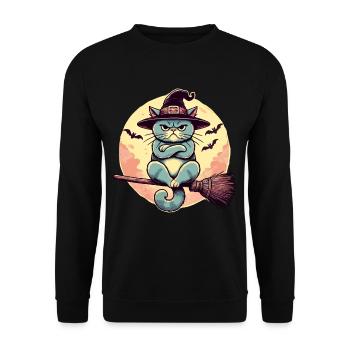 Schlecht Gelaunte Hexenkatze Lustige Magier Katze - Unisex Pullover - Schwarz - Vorne - Alina (178cm) & Michal (187cm)