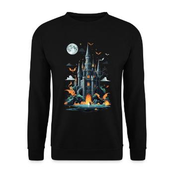 Spooky Haunted Castle Magical Haunted Castle - Unisex Sweatshirt - black - Front - Alina (178cm) & Michal (187cm)