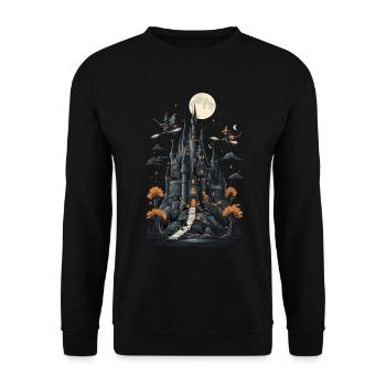 Spooky Haunted Castle Magical Haunted Castle - Unisex Sweatshirt - black - Front - Alina (178cm) & Michal (187cm)