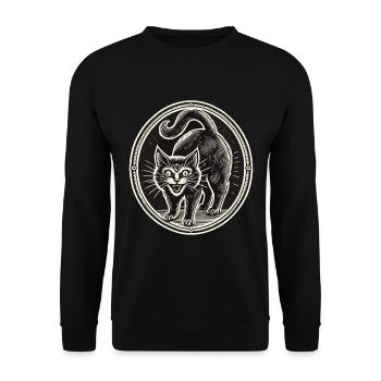 Scary Black Witch Cat Cute Halloween - Unisex Sweatshirt - black - Front - Alina (178cm) & Michal (187cm)
