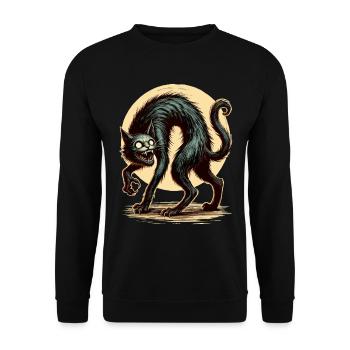 diy haCreepy Cat Black Witch Cat Hallowee - Unisex Sweatshirt - black - Front - Alina (178cm) & Michal (187cm)