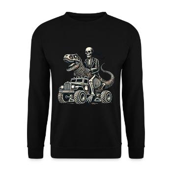 diDinosaurier auf Monstertruck Motorsport Liebhabe - Unisex Pullover - Schwarz - Vorne - Alina (178cm) & Michal (187cm)