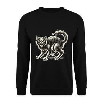 Chat Sorcière Noir Effrayant Extraordinaire - Sweat-shirt Unisexe - noir - Devant - Alina (178cm) & Michal (187cm)