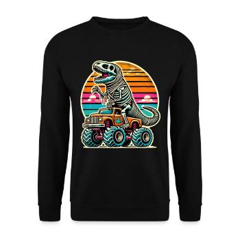 Dinosaurier Auf Monstertruck Motorsport Liebhaber - Unisex Pullover - Schwarz - Vorne - Alina (178cm) & Michal (187cm)